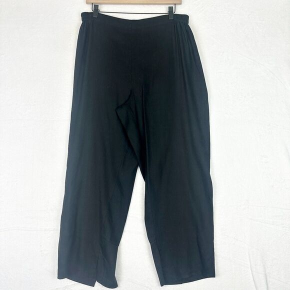 Amelline Linen Blend Pull On Pants Size XL Cropped Black Minimalist Lagenlook - Picture 1 of 5